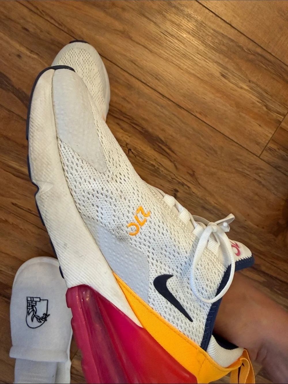 Nike Kids Air Max 270 White with Pink and Yellow Accents